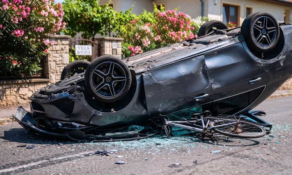 Halálra gázolt egy kerékpárost Siófokon, majd luxus Mercijével lesodródott az útról és felborult