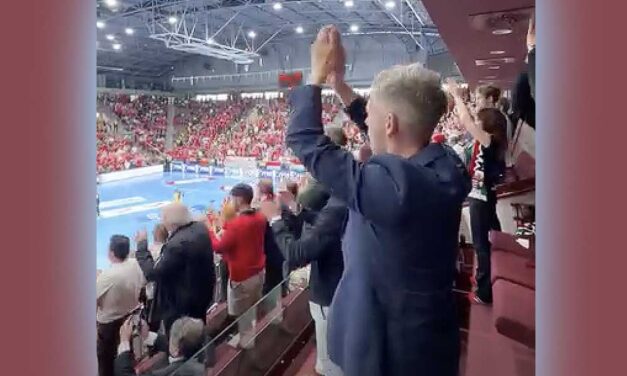 A Veszprém Arénában szurkolt a magyar férfi kézilabda-válogatottnak Magyar Péter – videó a cikkben